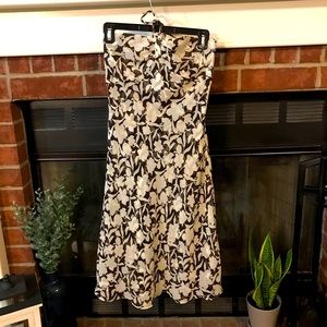 Ann Taylor brown & cream dress w/ tie around neck